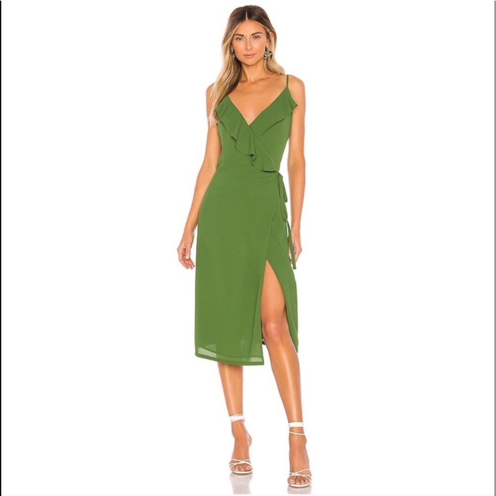 1. State Flounce Wrap Dress Palm Leaf Green